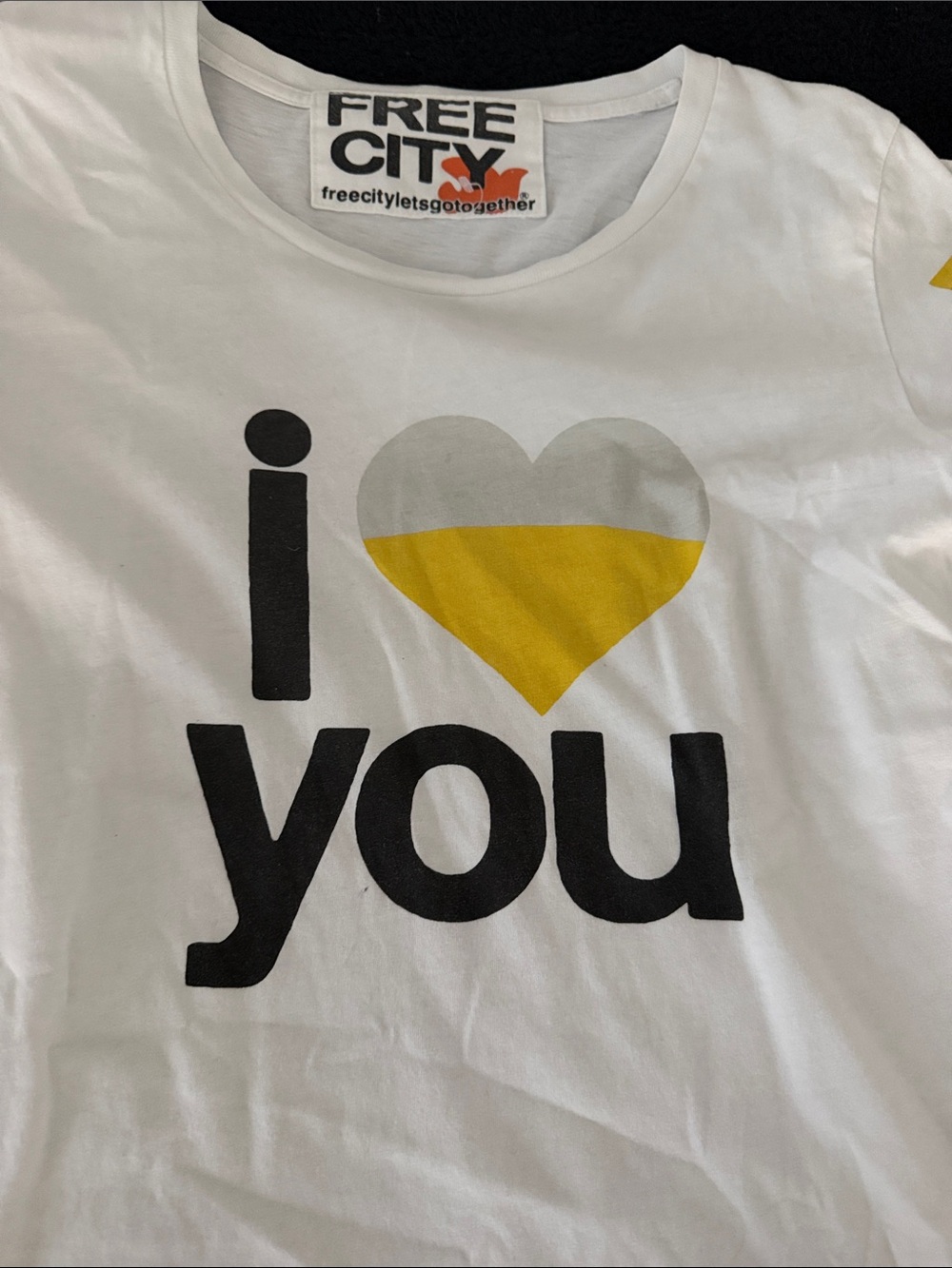 freecity White Short-Sleeve 'I ♥ You' Graphic Tee with Yellow Accent - Picture 3 of 5
